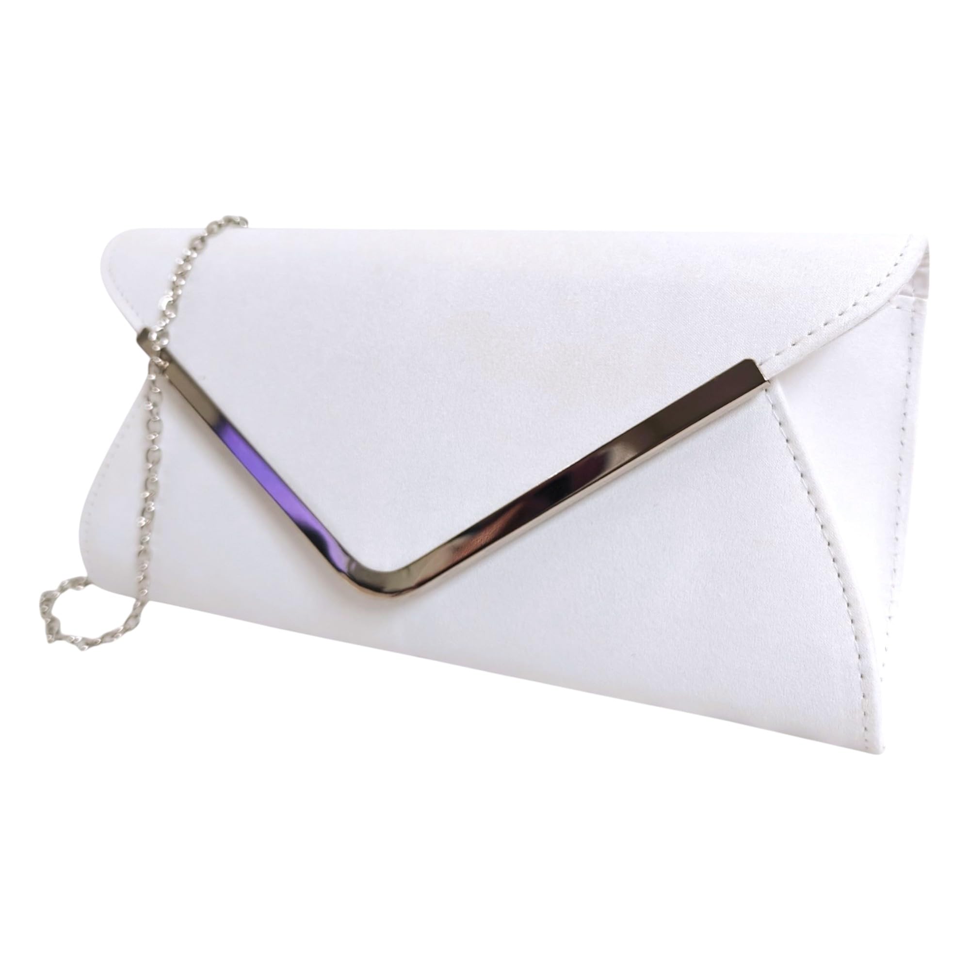fi9® PLAIN SUEDE BRIDAL WEDDING EVENING CLUTCH PARTY PURSE HAND BAG (White)