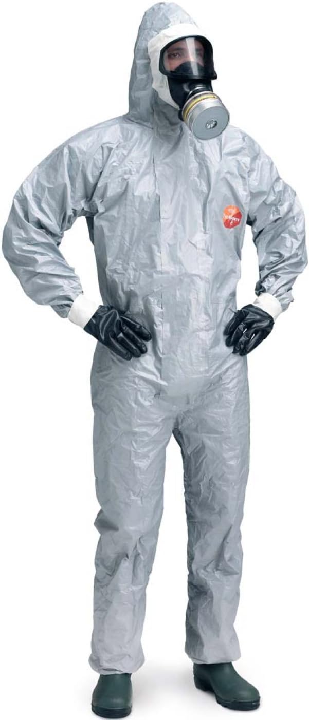 DuPont Tychem Pack of 5 F Disposable Grey Coverall Chemical Suit Category III Overall, Tyf Cha5 T Gy 00