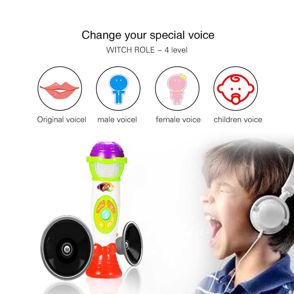 ThinkMax Kids Voice Changing and Recording Microphone with Colorful Light Musical Toys