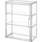 BOHOIDEE 3 Tiers Clear Display Case for Figures, Acrylic Storage Organizers Box with Magnetic Door, Wall-Mounted Dustproof Showcase for Collectibles Action Figure