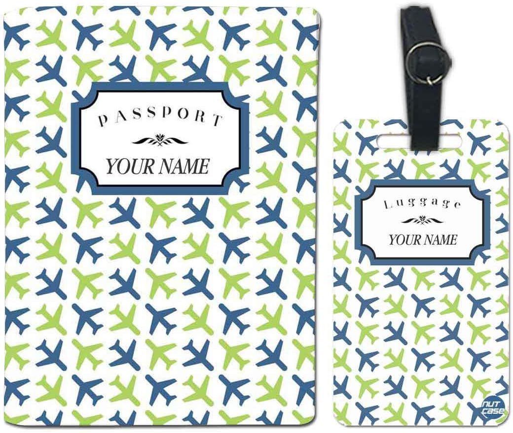Nutcase Personalised Passport Cover and luggage tag travel gift set Custom passport holder sleeve with baggage tag - Aeroplanes