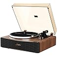 Syitren Paron Record Player Vintage Turntable for Vinyl Records with Built-in Speakers Bluetooth Retro Phonograph Wood Walnut