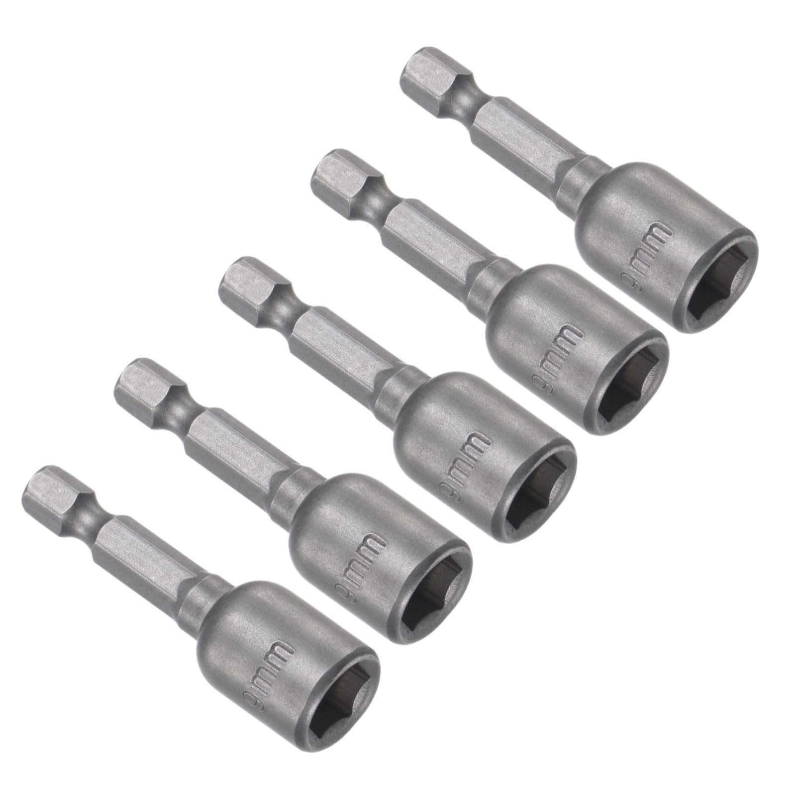 CoCud Quick-Change Nut Setter Driver Bit, 9mm Metric 48mm Length 1/4" Shank, CR-V Magnetic Straight Shank Setter Drill Bits - (Applications: for Auto Repair) - 5pieces