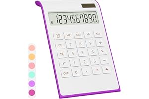 UPIHO Purple Office Calculator, 10 Digits Solar Battery Basic Desktop Calculator With Large LCD Display, Dual Power