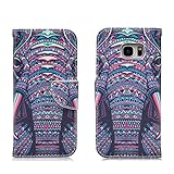 Samsung Galaxy S7 Edge Case,JinLi Printed Pattern Filio Wallet Cellphone Book Protective Cover Designed with Credit Card Slot and Money Holder and Kickstand for Hands Free video (elephant)
