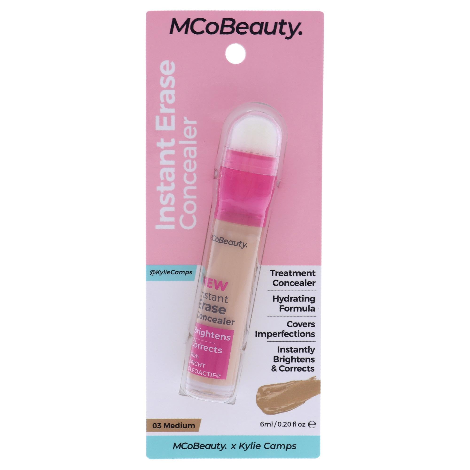MCoBeauty Instant Eraser Concealer - Provides Full Coverage, Brightening And Smoothing - Blurs The Appearance Of Dark Circles, Fine Lines And Wrinkles - With A Cushion Applicator - 03 Medium - 0.2 Oz