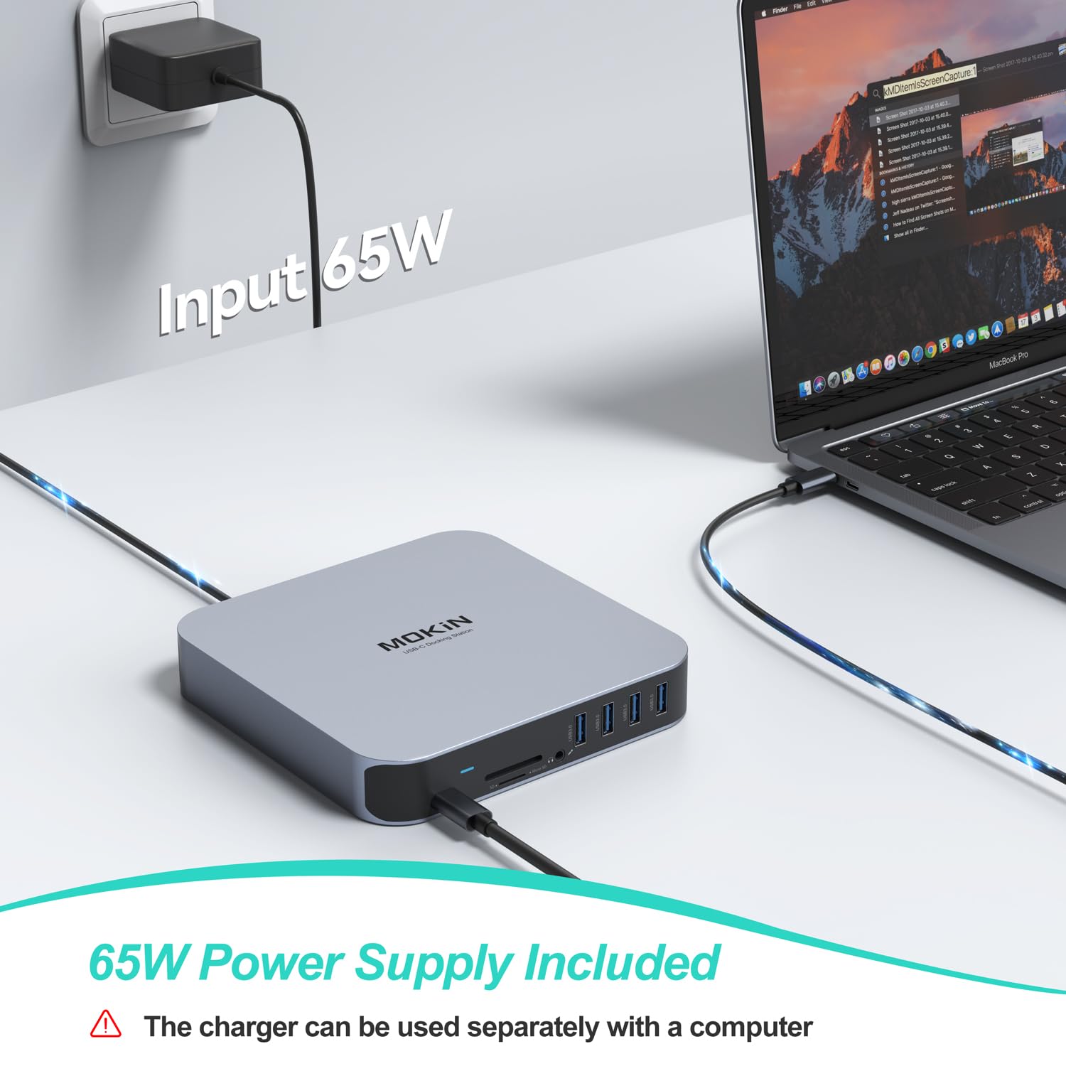 Docking Station für MacBook Air/Pro, MOKiN 13 in 1 USB C 65W Netzteil für MacBook Docking Station USB C Dock mit Dual Display HDMI 4K, VGA, Gigabit Ethernet,4*USB 3.0, 100W PD,3.5mm Audio für Dell, HP 6