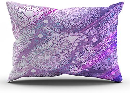 Hoooottle Custom Purple and White Paisley Modern Pillowcase Rectangle Zippered One Side Design Printed 20x36 Inch King Throw Pillow Case Cushion Cover