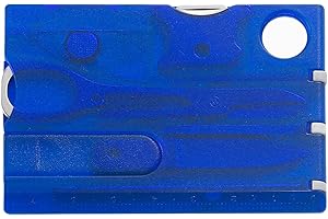 Lawnoval 14-in-1 Survival Card with LED Light, Pocket Multitool Kit in 2Cr13 Stainless Steel & ABS, Compact Tool for Men, Red