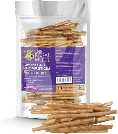 The Regal Mutt Rawhide Chomp Sticks Pack of 100 115mm 5/9mm