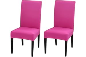 DIMATIC 2 Pack Dining Chair Covers, Stretch Spandex Removable Washable Protector Chair Slipcovers for Dining Room Kitchen Hotel (Rosy)