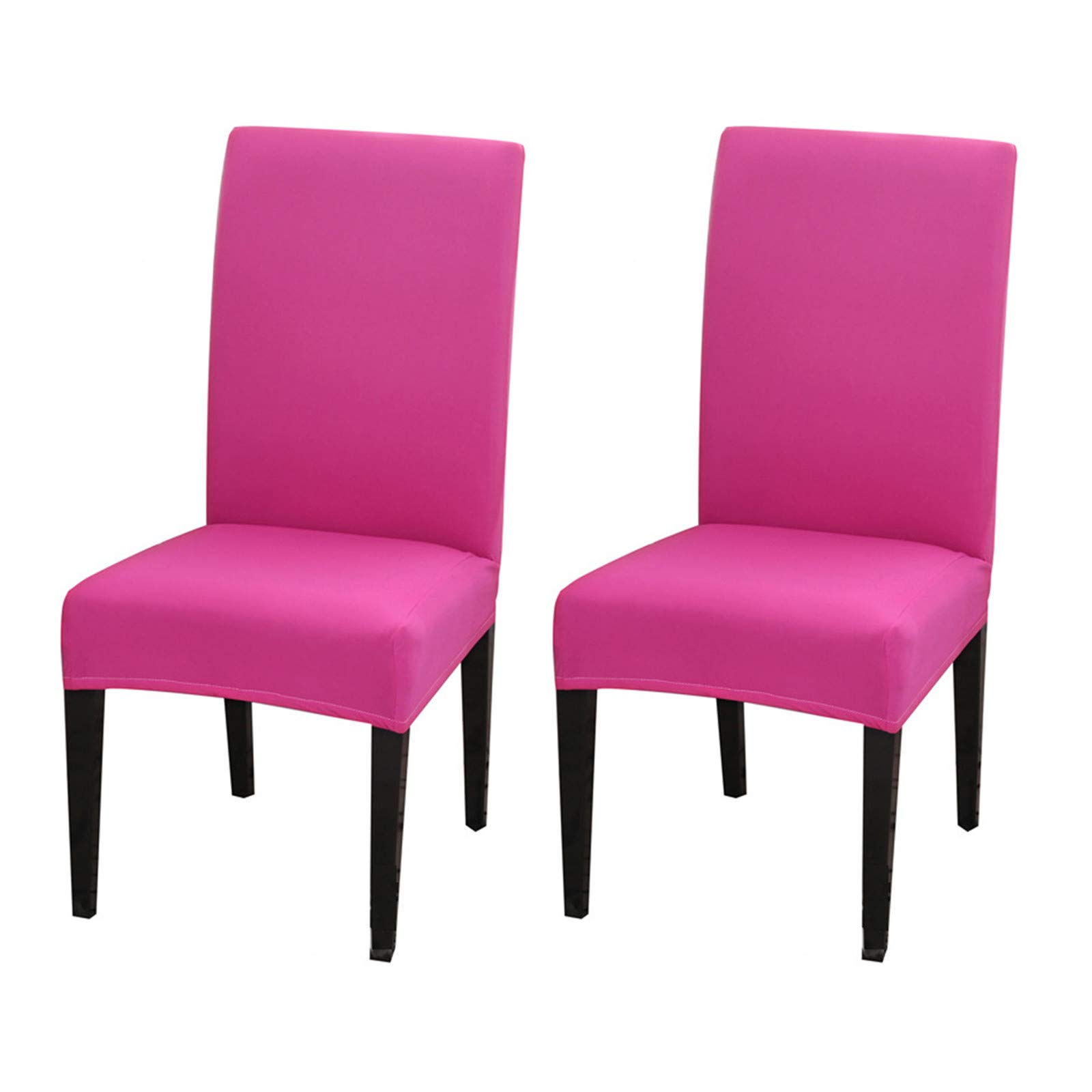 Photo 1 of 2 Pack Dining Chair Covers, Stretch Spandex Removable Washable Protector Chair Slipcovers for Dining Room Kitchen Hotel (Rosy)