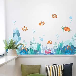YUSDK Pequeño pez Mundo Submarino baño Pegatinas de Vidrio decoración