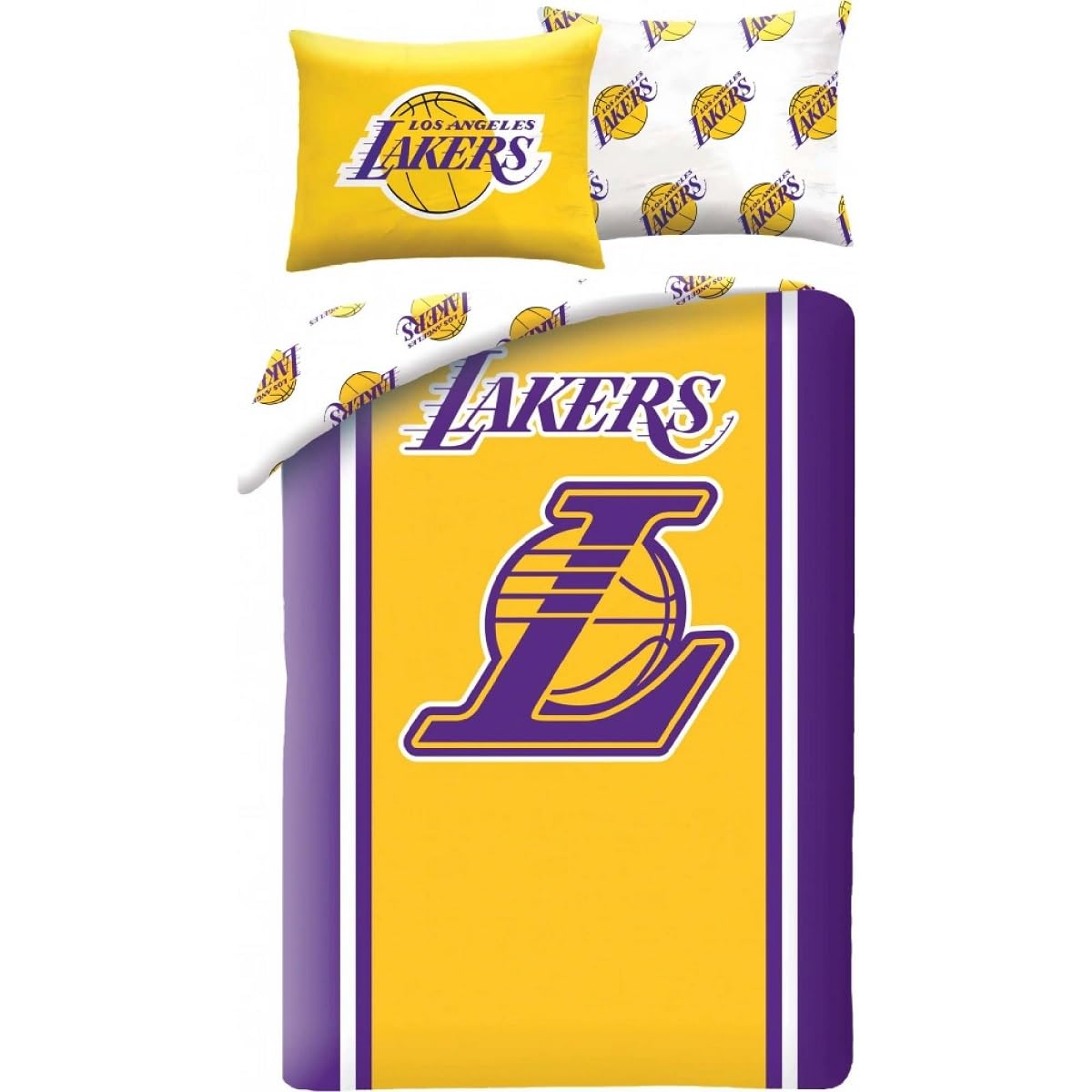 Halantex Basketball Los Angeles LA LAKERS Basket – Duvet Cover Set 140 x 200 cm with Pillowcase 70 x 90 cm – 100% Polyester Multi-Coloured