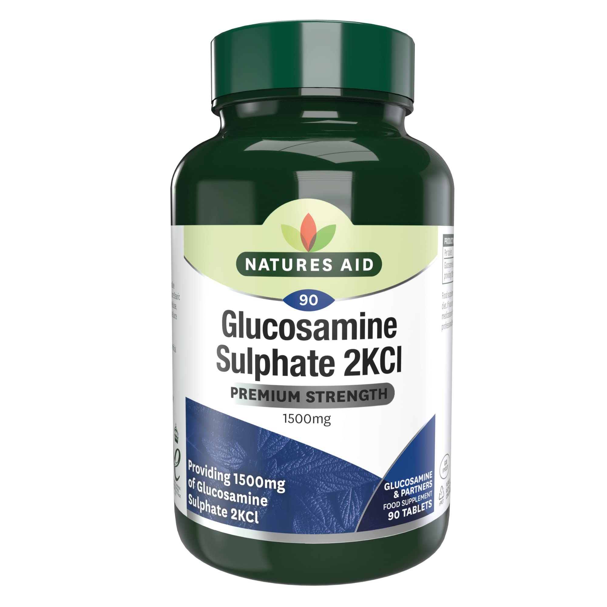 Natures Aid Glucosamine Sulphate 1500mg 90 Tablets – High Strength, Salt-Free – Supports Joint Health, Mobility, Flexibility – Gluten-Free, Non-GMO – Natural Food Supplement