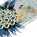 iPhone 6 Case (4.7 Inch) - Mavis's Diary 3D Handmade Bling Crystal Luxury Blue Peacock with Fashion Feather Shiny Sparkly Diamond Gems Clear Hard Cover & Cute Dust Plug & Stylus Pen & Screen Protector