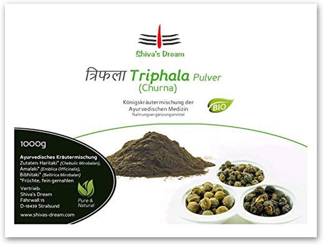 Triphala Powder Churna Finely Milled| 1000g | 1Kg | Organic | First Quality from India | Shiva's Dream | All 3 Doshas Balanced