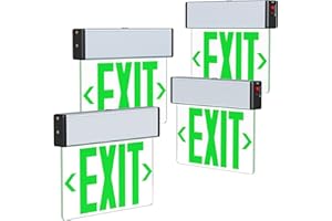 SITISFI Green LED Edge Lit Exit Sign Brushed Aluminum Housing, UL Listed Emergency Exit Signs Single Sided Clear Acrylic with Battery Backup, AC 120-347V Hardwired Exit Lights, Top/Side/Wall Mount (4 Pack)