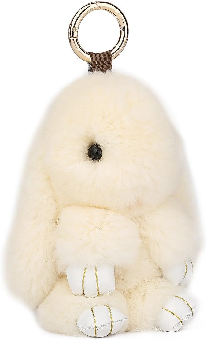 ETENOVA Bunny Keychain Soft Cute Rex Rabbit Fur Keychain Car Handbag Keyring Bag Charms Pendant