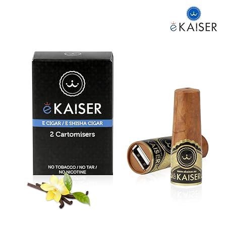 eKaiser Elektronische Zigarre 2er Pack Cartomizer | Vanilla Flavour | E Zigarre E Shisha Einweg | 30/70 VG/PG Premium-Geschmacksrichtungen | 700 ZÜGE für eKaiser aufladbare Zigarre Cloud Chaser Vape
