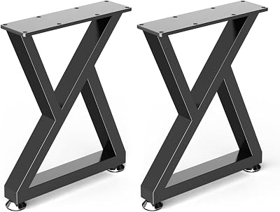 YheenLf Set of 2 Metal Table Legs 41.5 cm Z-Type Heavy Duty Black Industrial