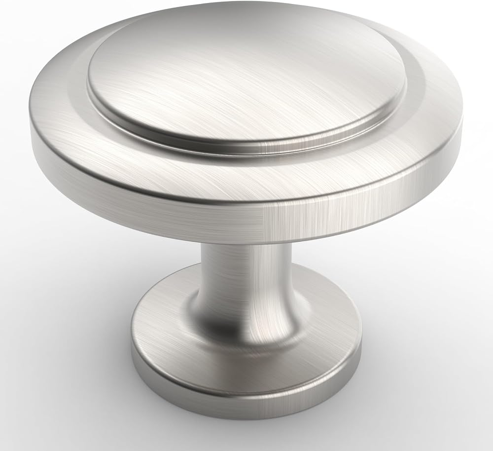 FURNIWARE 12pk Brushed Satin Nickel Cabinet Knobs Door Drawer Hardware 1-1/4"