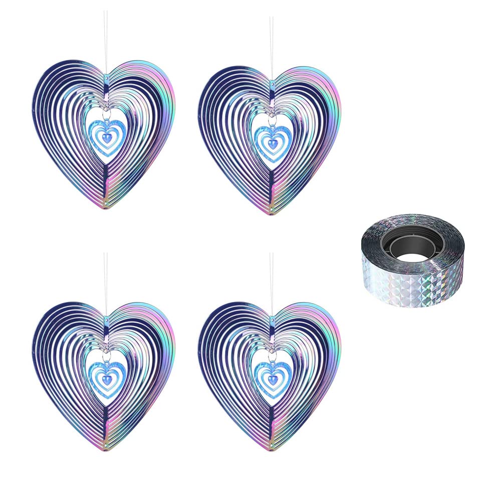 5PCS Reflective Bird Repellent,Reflective Birds Deterrent,Bird Repellent Scare Tape,Birds Deterrent Hanging Device Sparkly Spinners to Keep Birds Away From Your House,Window,Garden,Farm