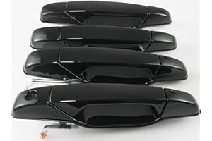 FRONEZER Exterior Door Handle, 4PCS Black Front Rear Driver Passenger Compatible with 2007-2014 Chevy Silverado Suburban Avalanche Tahoe, GMC Sierra Yukon Cadillac Escalade Replace 20828258 22738721