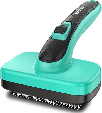 WOPQAEM Dog Brush Self Cleaning Slicker Grooming for Pets Green