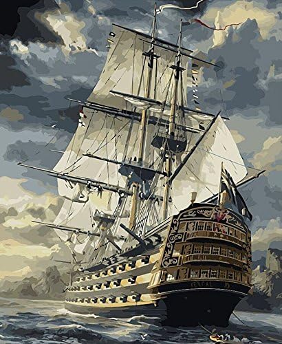 DIY Oil Painting Paint by Numbers Kit Without Frame - Sailing Boat