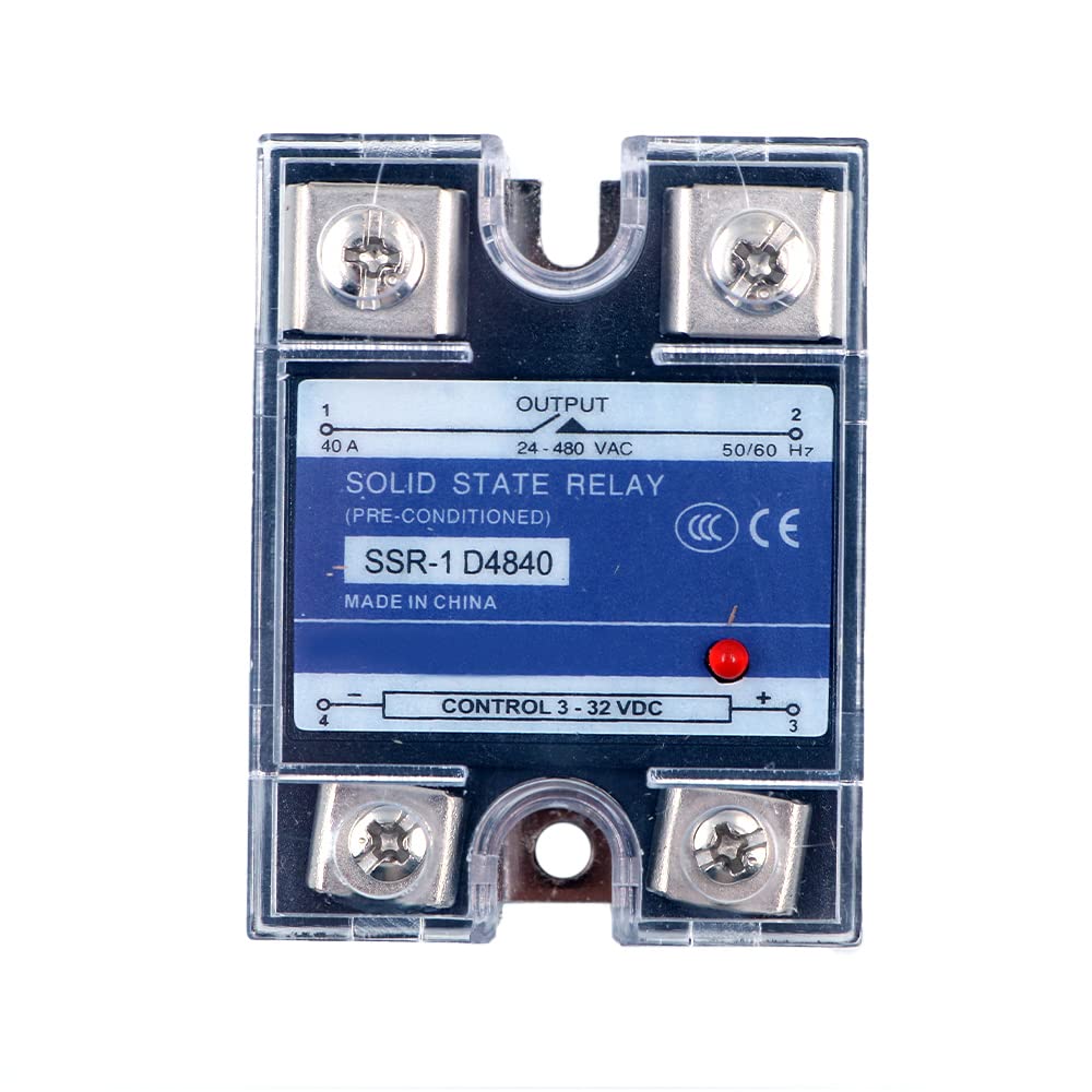 Tiardey 3-32VDC Solid State Relay DC control AC Input Load 24-480VDC Control Relay With LED Working Status Indicator Light - 25A