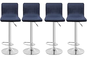 SONNACH Velvet Bar Stool Seat Covers, Square Barstool Slipcovers, Counter Height Chair Covers (4, Navy)