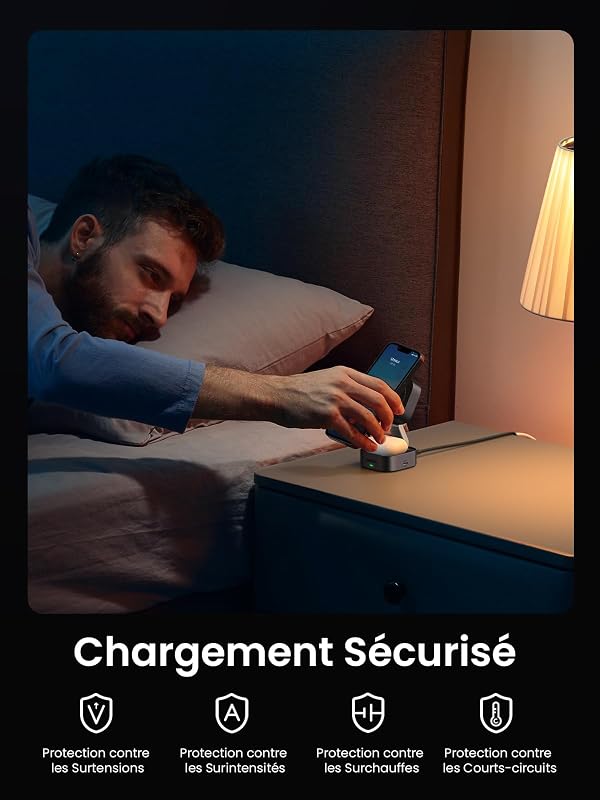 Zapix Chargeur Induction 2 en 1 Qi Certifié MagSafe Rapide
