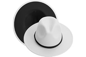 KUJUHA Women Men Wide Brim Fedora Hat