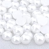 Niziky 100PCS 20mm Large Flat Back Half Pearls, White Big Flatback Round Half Pearls Beads for Crafts, Half Flat Back Pearls for Craft DIY Project, Shoes, Wedding Art Decorations