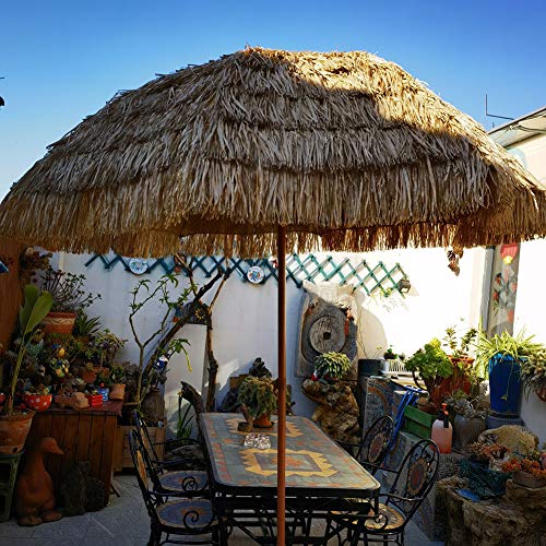 YFYYF Strand Hawaii Sonnenschirm Regenschirm, Stroh Terrasse Gartenschirme, Sonnenschirm Mit 8 Rippen & 45 ° Kann… – Bild 3