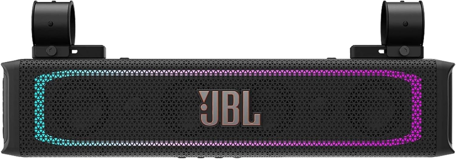 JBL Rallybar Barre De Son Bluetooth Universelle D'Extérieur De 21" Pour Véhicules Et Bateaux Avec 8 Haut-Parleurs Étanches, Amplificateur 150 W Rms, Éclairage Led, Son Professionnel Et Support