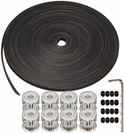 Wangdd22 8Pcs 20Teeth GT2 Pulley Bore 5mm + 5M GT2 Timing Belt + 16 x Screws for 3D Printer Parts RepRap Prusa