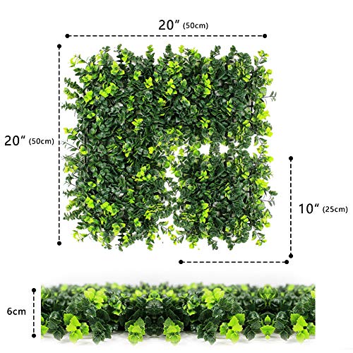ULAND Artificial Hedges Faux Boxwood Panels Mint Leaves Fence Privacy Screen Panels  Decorative Trellis 20"x 20" (12 Pack) - Easy to Install - UV Protection - Fire Retardant - No Maintenance - Thumbnail 4