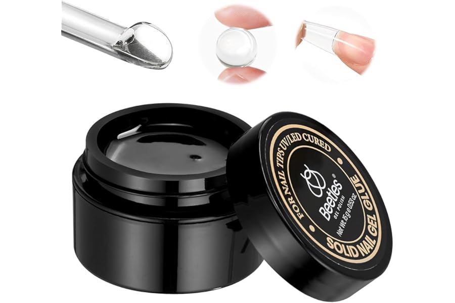 Beetles Solid Nail Glue Gel for False Tips, 15g Strong Adhesion for Press on Acrylic Tips, Clear Hard Gel 3D Sculpting for Christmas Nail Art UV Light Cured