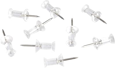 Amazon Basics Push Pins Clear Head 200 Count Steel Point Office & Classroom