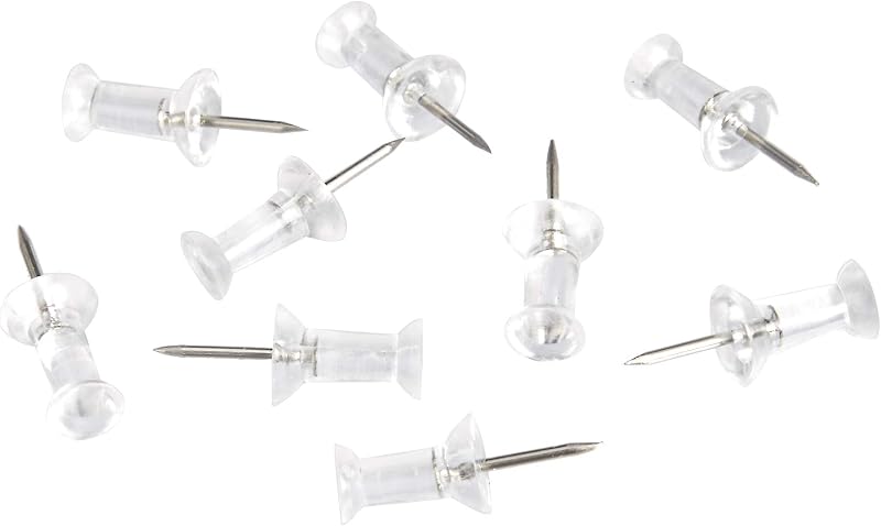 Amazon Basics Push Pins Clear Head 200 Count Steel Point Office & Classroom