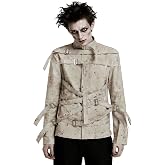 JQAKFIY Men's Straight Jacket Costume Halloween Straitjacket Costume Scary Role Play Outfit with Cross Straps Metal Buckles