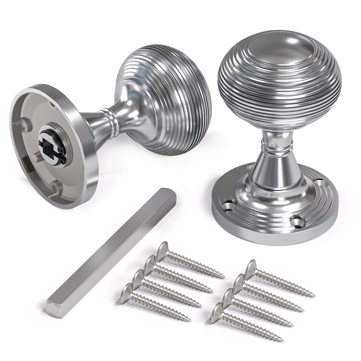 Bwintech 1 Set Beehive Mortice Door Knobs,Chrome Finishing Pull Door Handle Knobs for Interal Doors