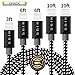 BULESK iPhone Cable 5Pack 3FT 6FT 6FT 10FT 10FT Nylon Braided Certified Lightning Cable USB Cord Charging Charger for iPhone X, 8, 8 Plus, 7, 7 Plus, 6s, 6s Plus, 6, 6 Plus, SE, iPad Black White