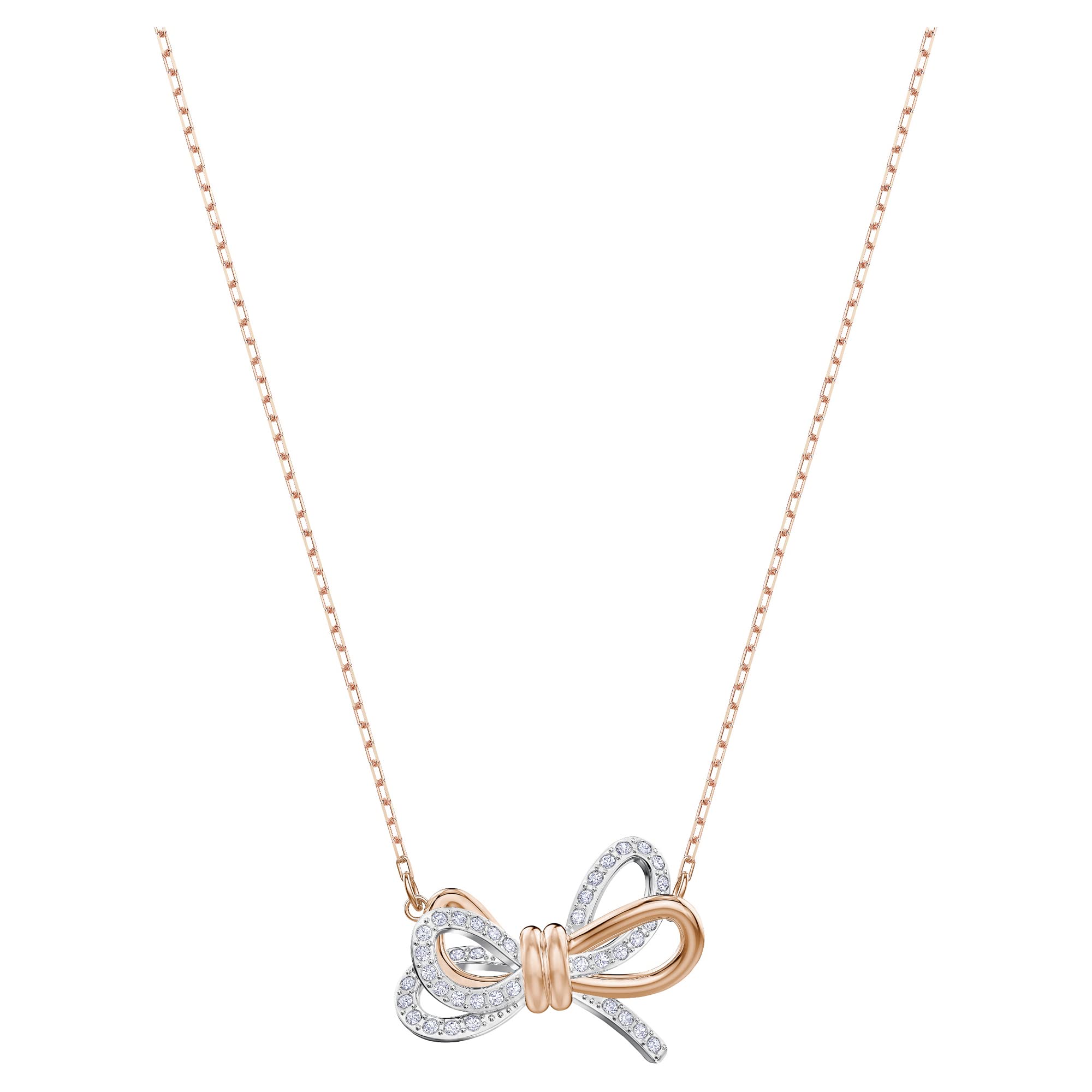 Swarovski Women's Lifelong Bow Necklace, Finely Cut Stones in White with a Rose-Gold Tone Plated Chain, from the Swarovski Lifelong Bow Collection — image 1