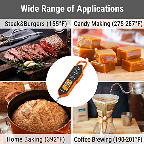 ThermoPro Digital Instant Read Meat Thermometer for Grilling Cooking Food Candy Thermometer for BBQ Smoker Grill Smoker Oil Fry Kitchen Thermometer with Backlit