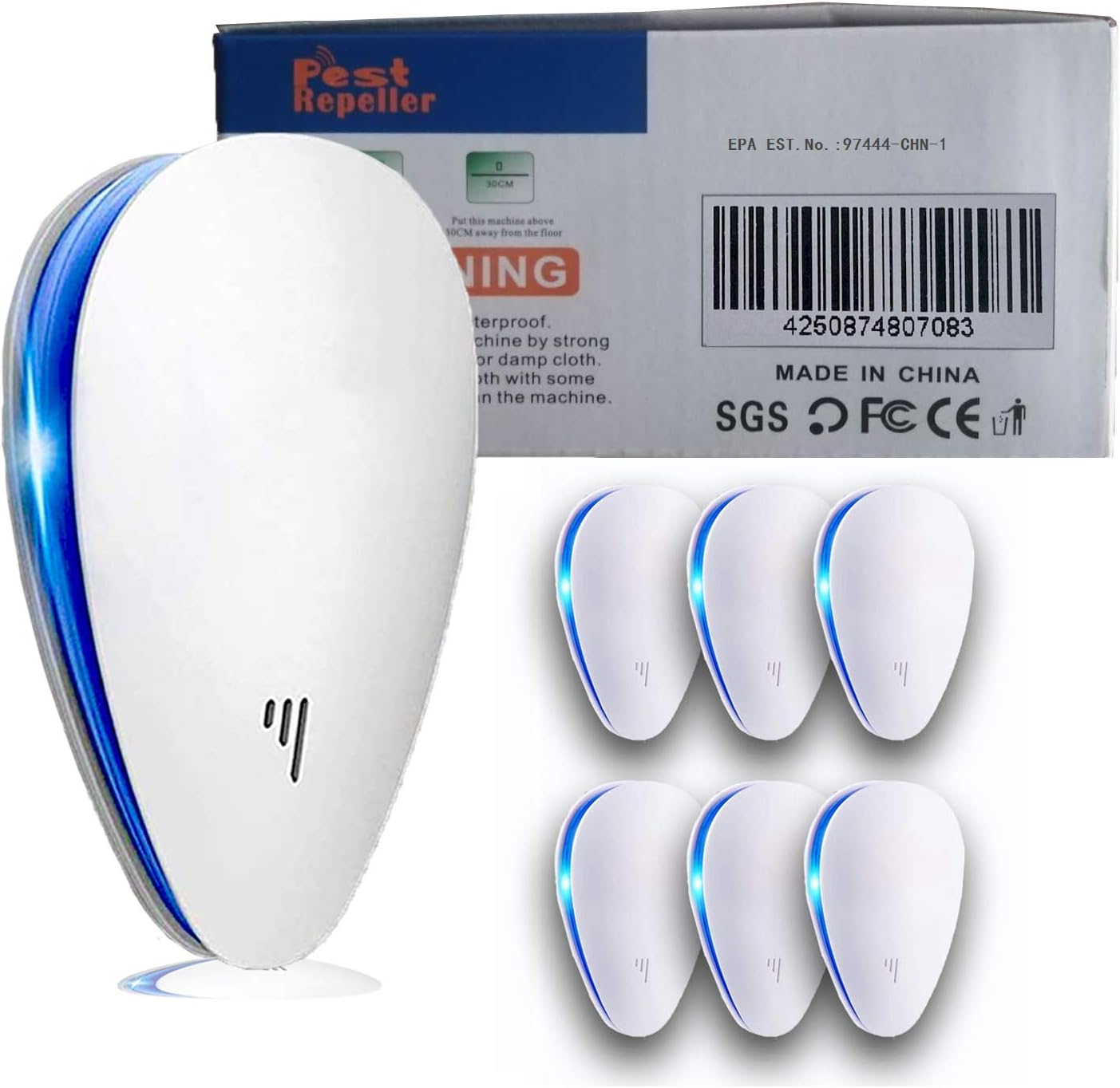 Ultrasonic Pest Repeller(6 Pack), 2020 Pest Control Ultrasonic Repellent, Electronic Repellant - Bug Repellent for Ant, Mosquito, Mice, Spider, Roach, Rat, Flea, Fly: Electronics