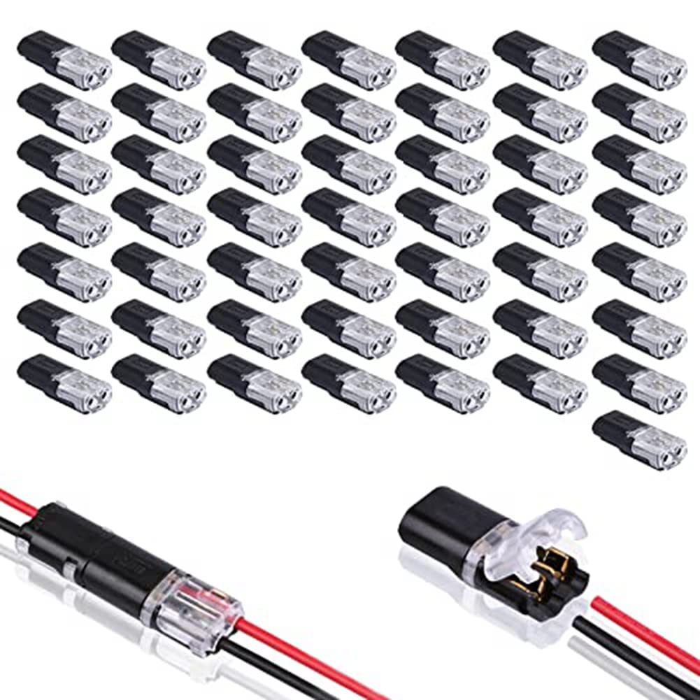 Tokiudeeir 50PCS Double-Wire Plug-in Connector with Locking Buckle,Pluggable Connectors 2 Pin 2 Way Universal Compact Wire Terminal
