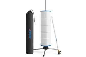 CYCLONE FILTER CLEANER Cyclone Pool Filter Cleaner – Original Spinning Pool Cartridge Filter Cleaner with Tripod Stand & Spray Wand – Cleans 5X Faster – Fits Hayward, Pentair, Jandy (3”, 4”, 6” ID)